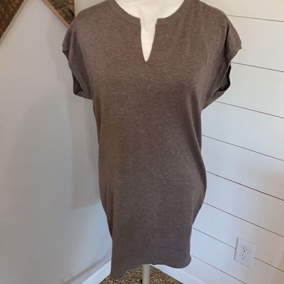Athleta | Brown Intent Cap Sleeve V Neck Tunic Sweater Dress | S - Picture 2 of 7